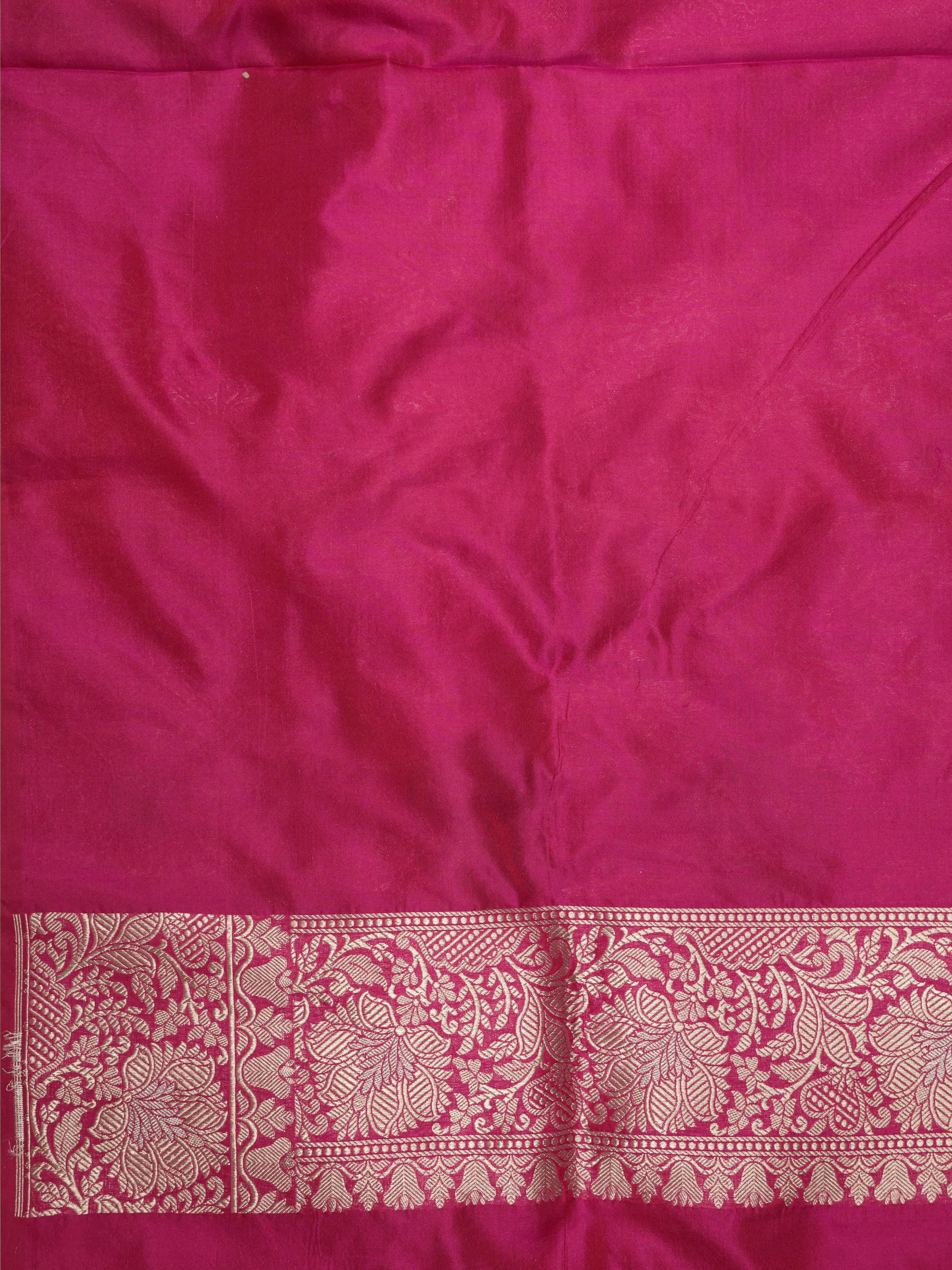 Pure Katan Silk Banarasi Sarees With Multi Colour Mina Work - Rani