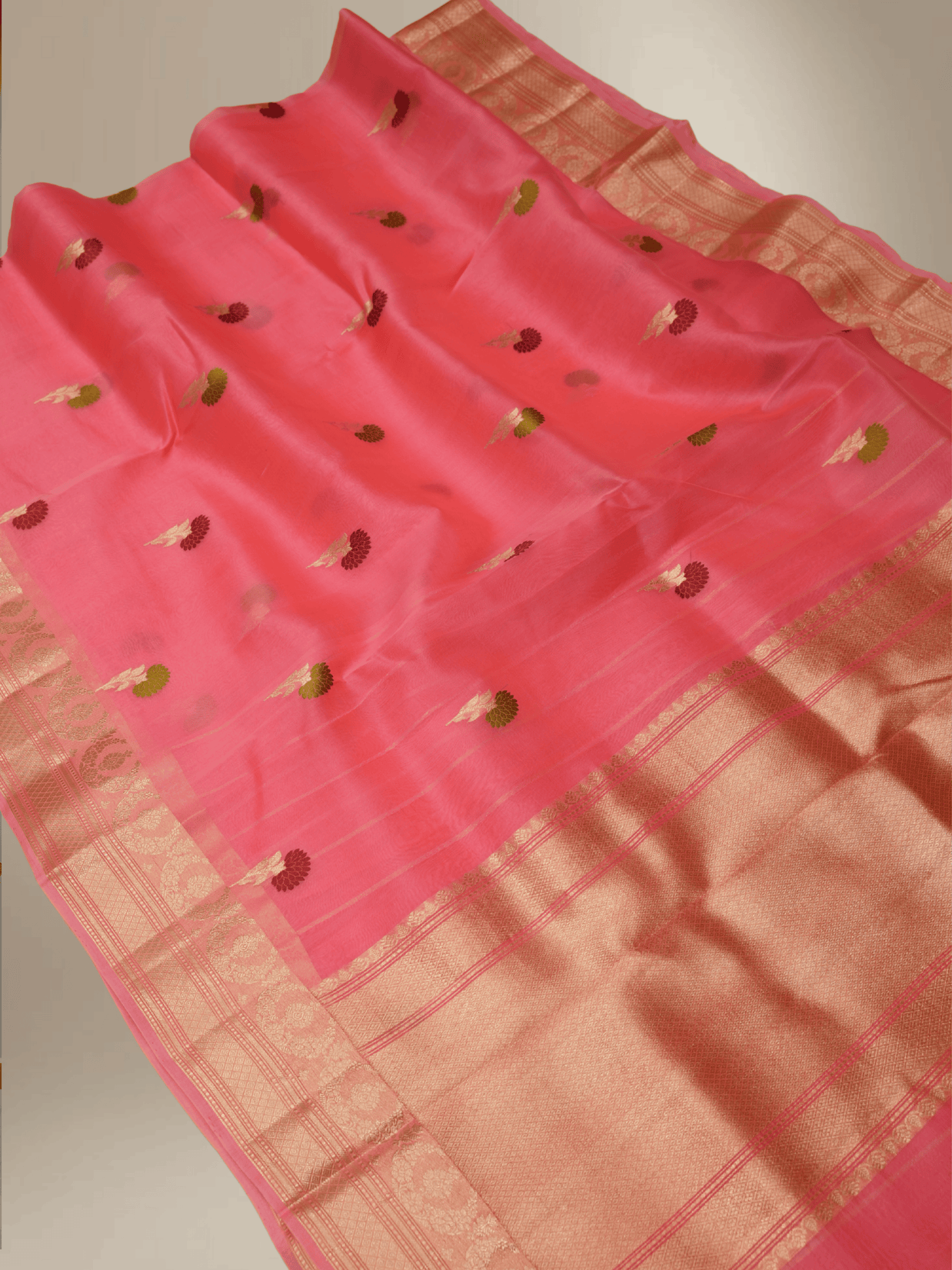 Light Pitch Colour Pure Kadwa Kora Silk Banarasi Saree with Multi Resham Boota