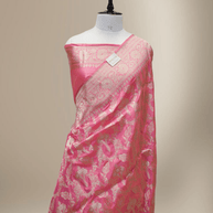 Pure Katan Silk Zari Jaal Patola Banarasi Saree - Pink