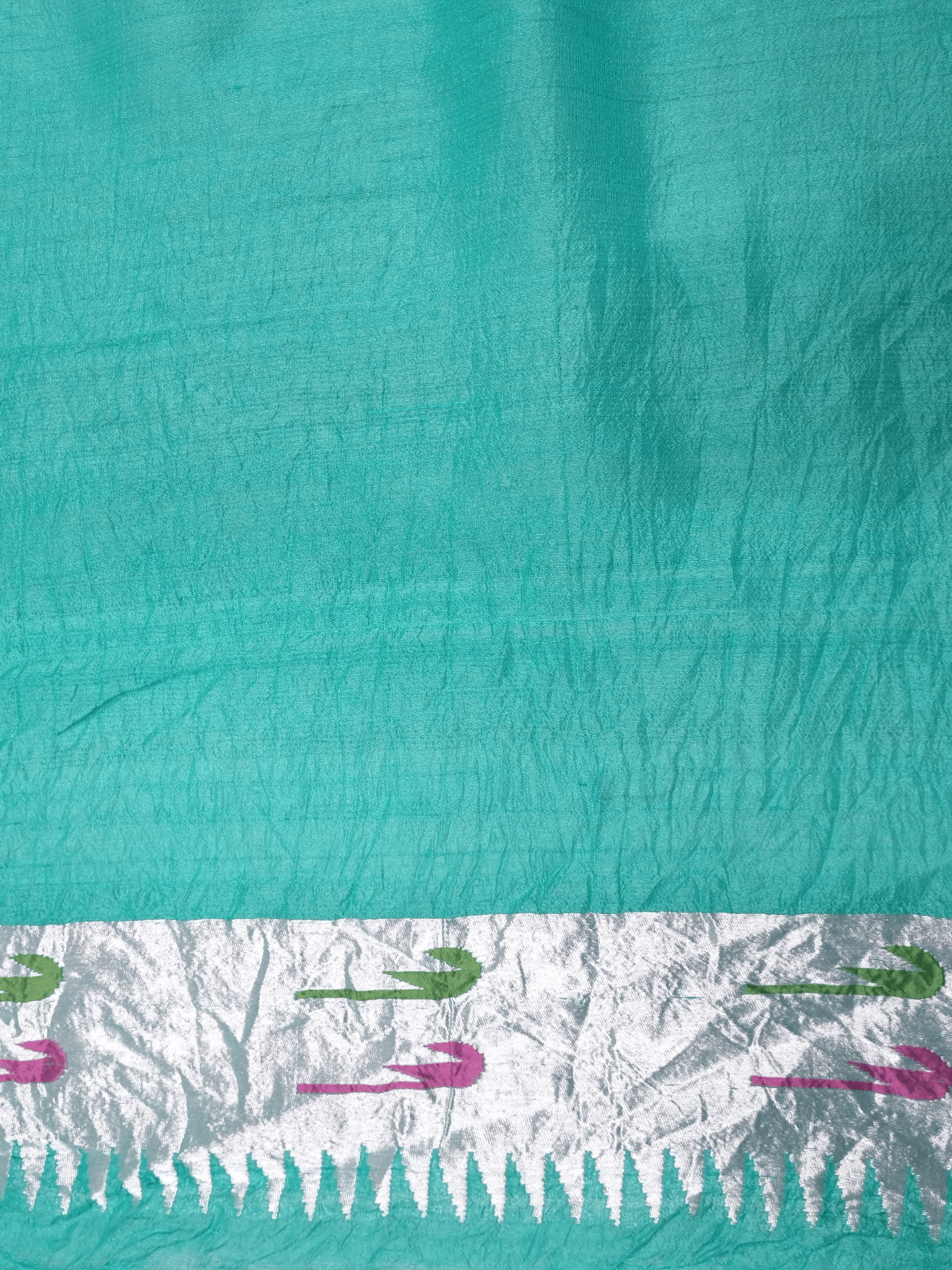 Pure Tussar Georgette Brocade Silk Bananasi Saree - Sea Green