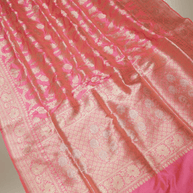 Pure Katan Silk Zari Jaal Patola Banarasi Saree - Pink