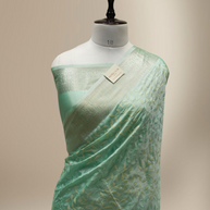 Light Saffair Colour Fancy Silk Banarasi saree with Jaal Embroidery designs in Jaqart Border