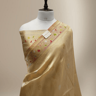 Gold Pure Tissue Silk Ropa Sona Kadiyal Booti Handloom Banarasi sarees