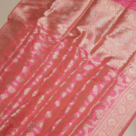 Pure Katan Silk Zari Jaal Patola Banarasi Saree - Pink