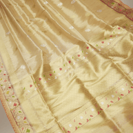 Gold Pure Tissue Silk Ropa Sona Kadiyal Booti Handloom Banarasi sarees