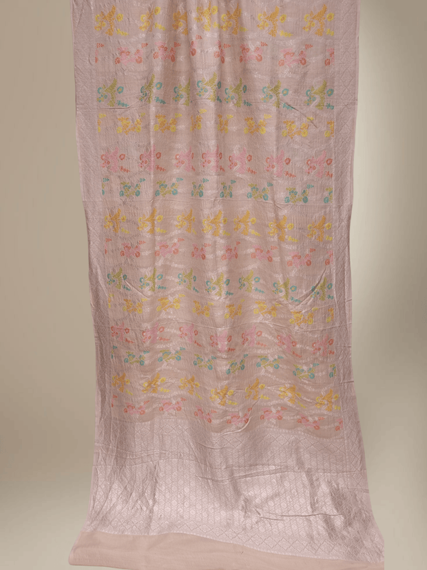 Pure Tussar Georgette Brocade Silk Bananasi Saree - Natural Cream