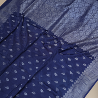 Neavy Blue Colour Soft Katan Banarasi Saree In Silver Zari With Rich Look