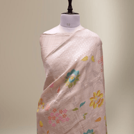 Pure Tussar Georgette Brocade Silk Bananasi Saree - Natural Cream