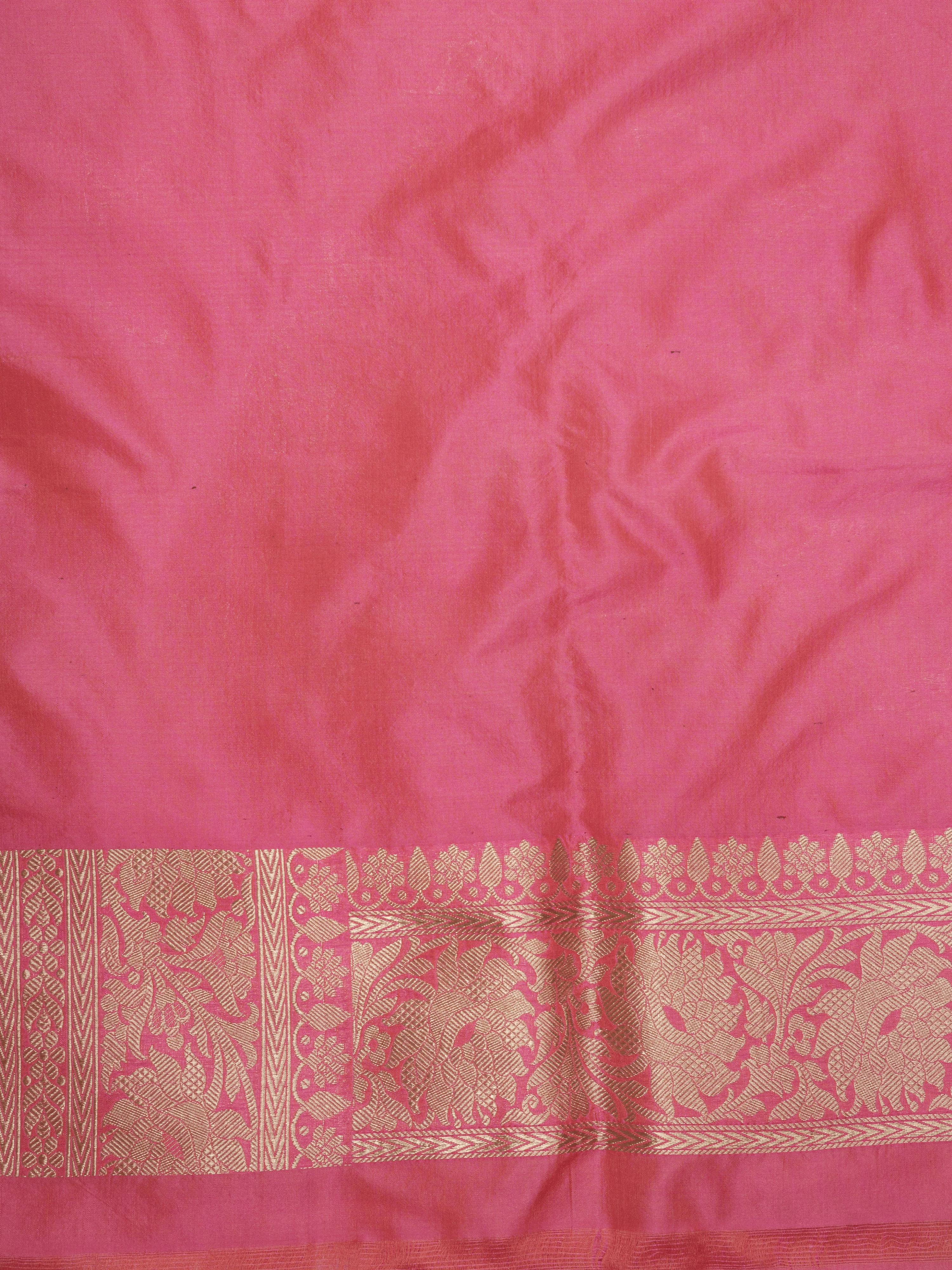 Pure Katan Silk Zari Jaal Patola Banarasi Saree - Pink
