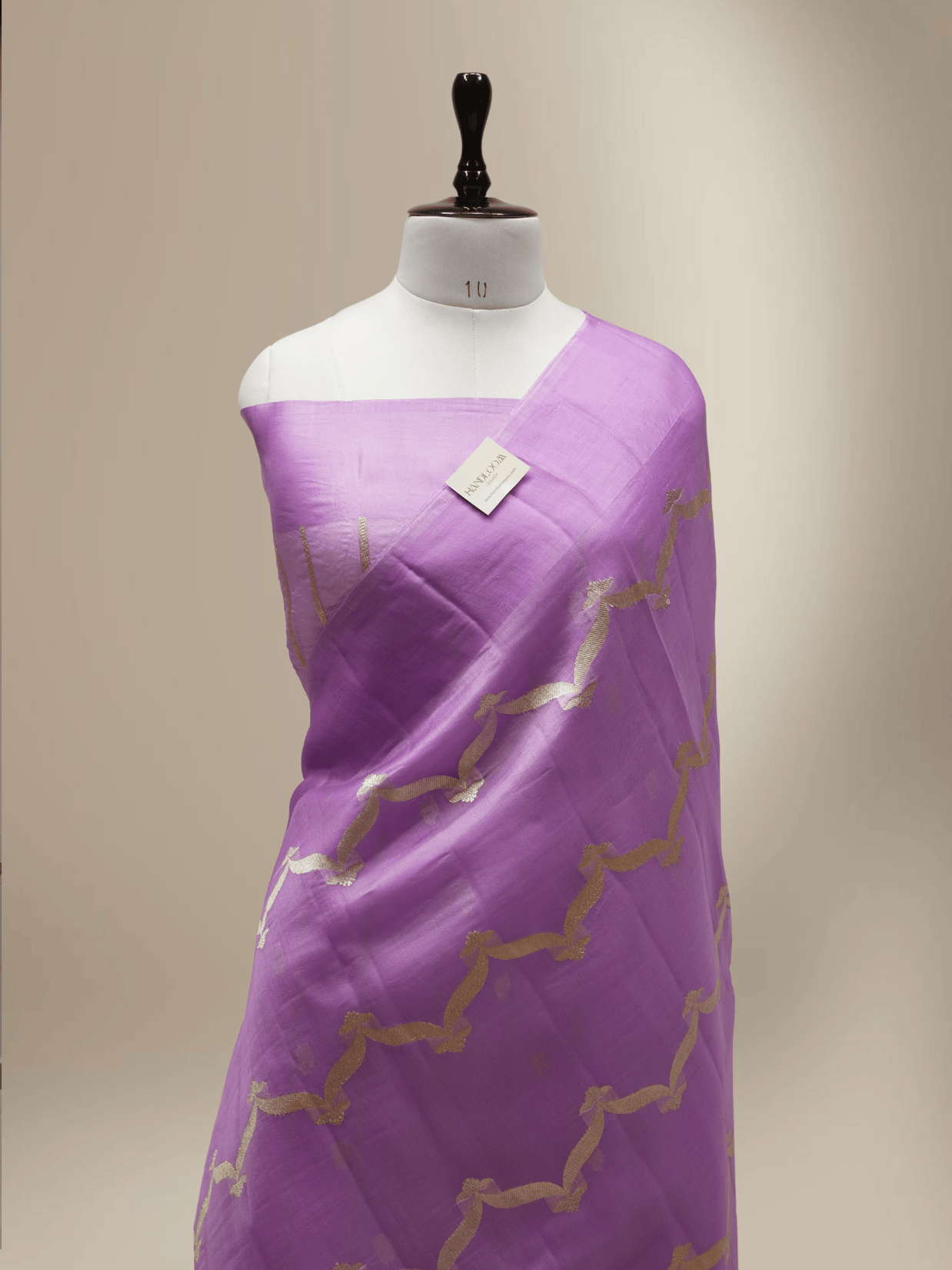 Pure Kora Silk Handloom Saree with Sona Rupa Zari in Lavender colour