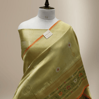 Green Pure Tissue Silk Ropa Sona Kadiyal Booti Handloom Banarasi sarees