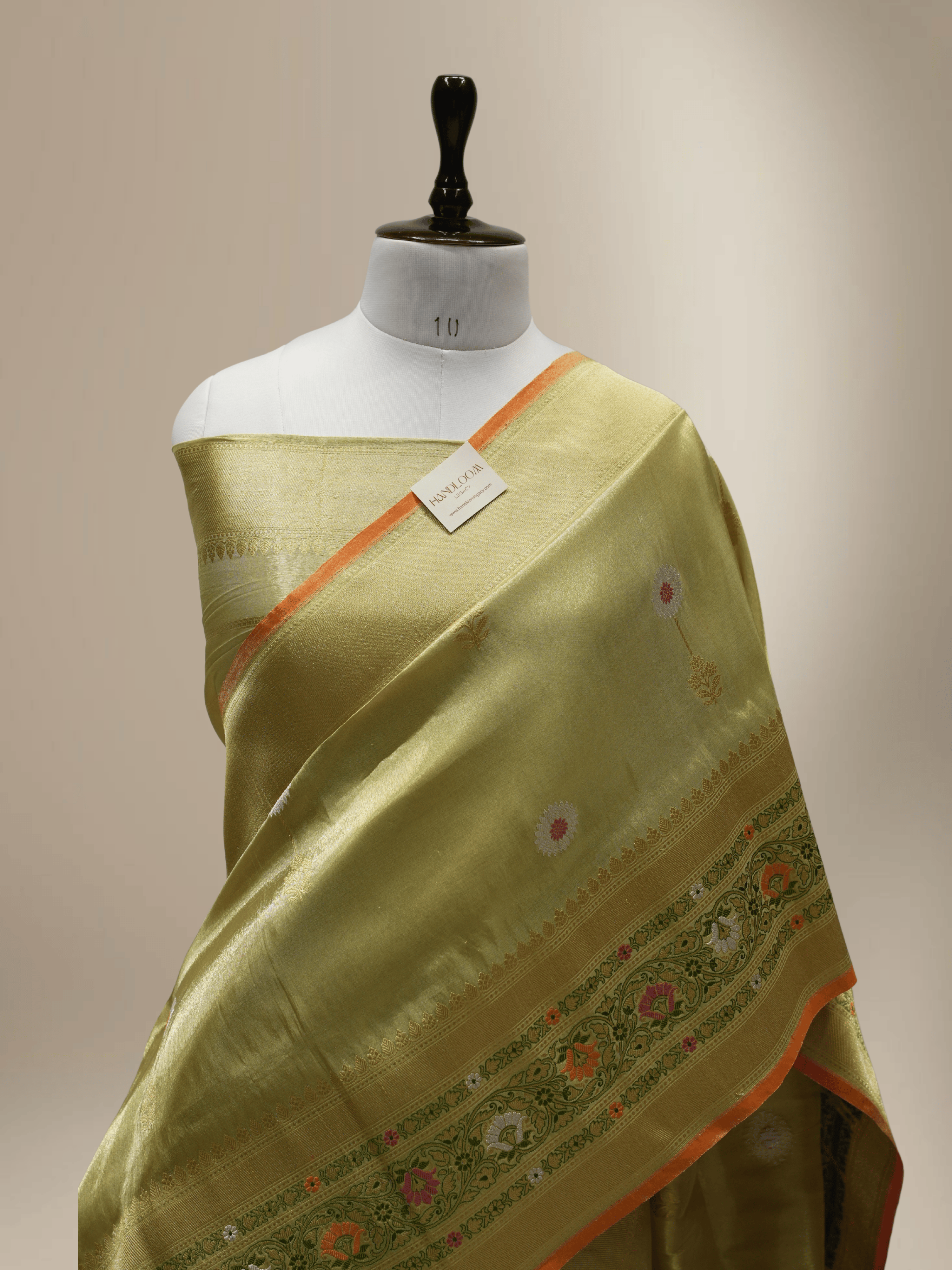 Green Pure Tissue Silk Ropa Sona Kadiyal Booti Handloom Banarasi sarees