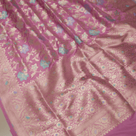 Pure Katan Silk Banarasi Sarees With Multi Colour Mina Work - Pink