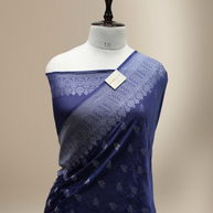 Neavy Blue Colour Soft Katan Banarasi Saree In Silver Zari With Rich Look