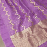 Pure Kora Silk Handloom Saree with Sona Rupa Zari in Lavender colour