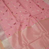 Pink Pitch Colour Fancy Cotton Check Embroidery designs in Jaqart Border