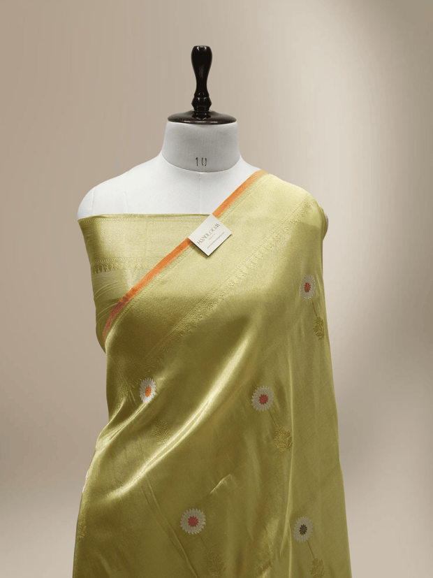 Green Pure Tissue Silk Ropa Sona Kadiyal Booti Handloom Banarasi sarees