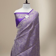 Voilet Colour Pure Katan Silk Tanchui Brocade Zari sarees