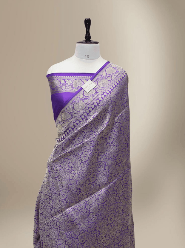 Voilet Colour Pure Katan Silk Tanchui Brocade Zari sarees