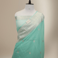 Pure Georgette kadua Banarasi Handloom Saree - Sea Green