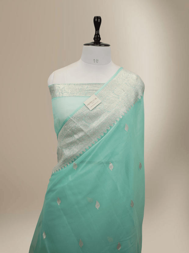 Pure Georgette kadua Banarasi Handloom Saree - Sea Green