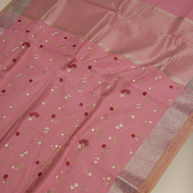 Pink Pitch Colour Fancy Cotton Check Embroidery designs in Jaqart Border