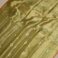 Green Pure Tissue Silk Ropa Sona Kadiyal Booti Handloom Banarasi sarees