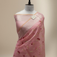 Pink Pitch Colour Fancy Cotton Check Embroidery designs in Jaqart Border