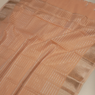 Lenin Cotton Banarasi Saree with Silver Gold zari Lining design In Pitch Colour