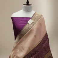 Rose Gold Pure Tissue Silk Ropa Sona Kadiyal Booti Handloom Banarasi sarees