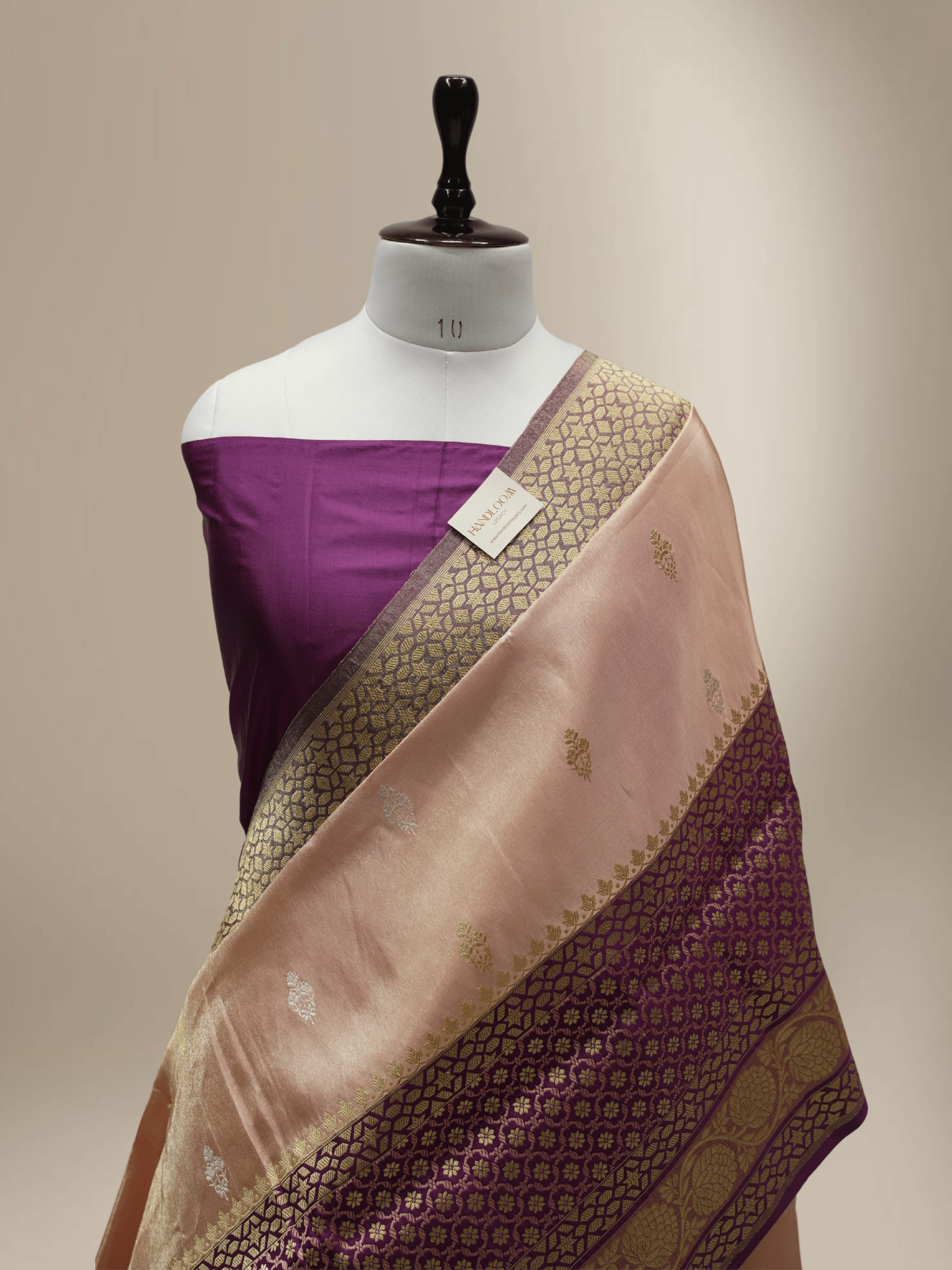 Rose Gold Pure Tissue Silk Ropa Sona Kadiyal Booti Handloom Banarasi sarees