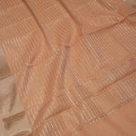 Lenin Cotton Banarasi Saree with Silver Gold zari Lining design In Pitch Colour