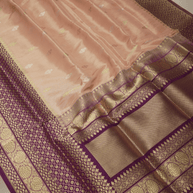 Rose Gold Pure Tissue Silk Ropa Sona Kadiyal Booti Handloom Banarasi sarees