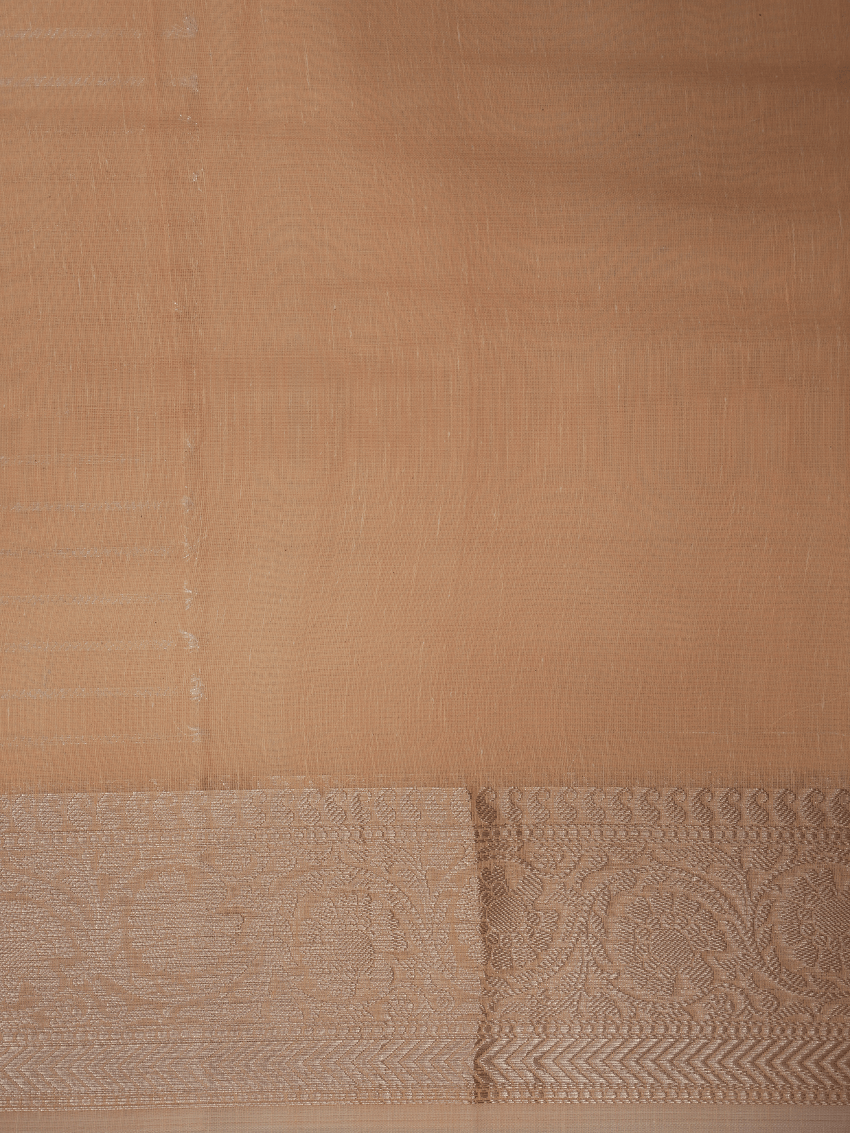 Lenin Cotton Banarasi Saree with Silver Gold zari Lining design In Pitch Colour