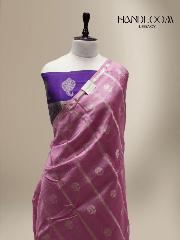 Pink Pure Mango Silk Banarasi Sarees