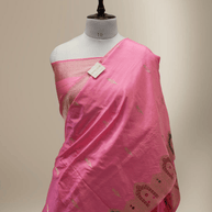 Pink Pure Katan Silk Kadwa Motif Handloom Banarasi Sarees