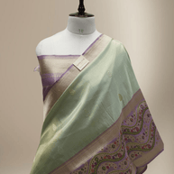 Sky Blue Pure Tissue Silk Ropa Sona Kadiyal Booti Handloom Banarasi sarees