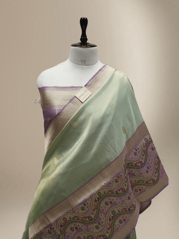 Sky Blue Pure Tissue Silk Ropa Sona Kadiyal Booti Handloom Banarasi sarees