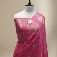 Pink Colour Fancy Katan Silk Banarasi Saree with  Jaqart Boluse