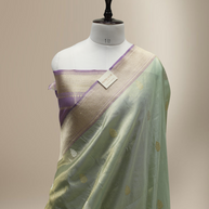 Sky Blue Pure Tissue Silk Ropa Sona Kadiyal Booti Handloom Banarasi sarees