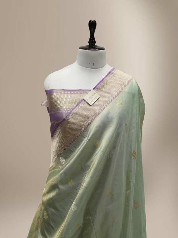 Sky Blue Pure Tissue Silk Ropa Sona Kadiyal Booti Handloom Banarasi sarees