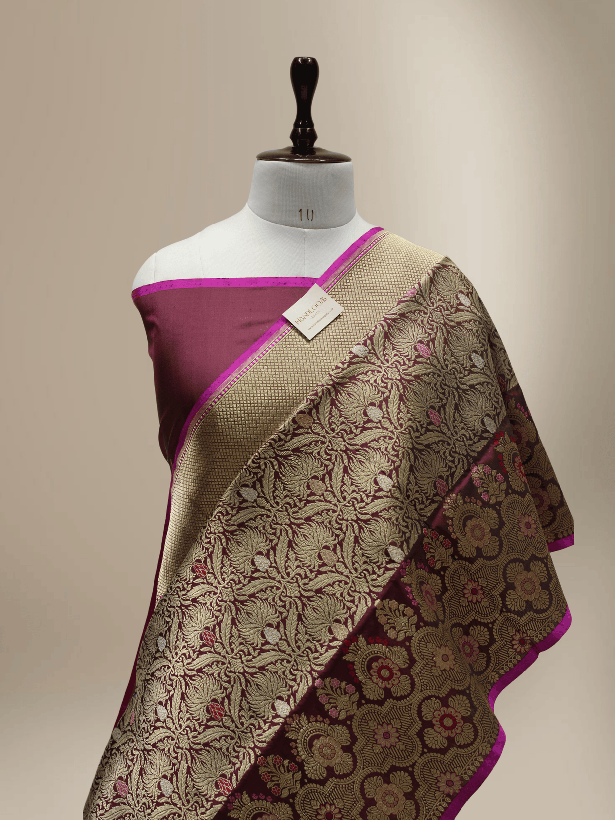 Wine Pure Katan Silk kadiyal Jaal Handloom Banarasi Sarees