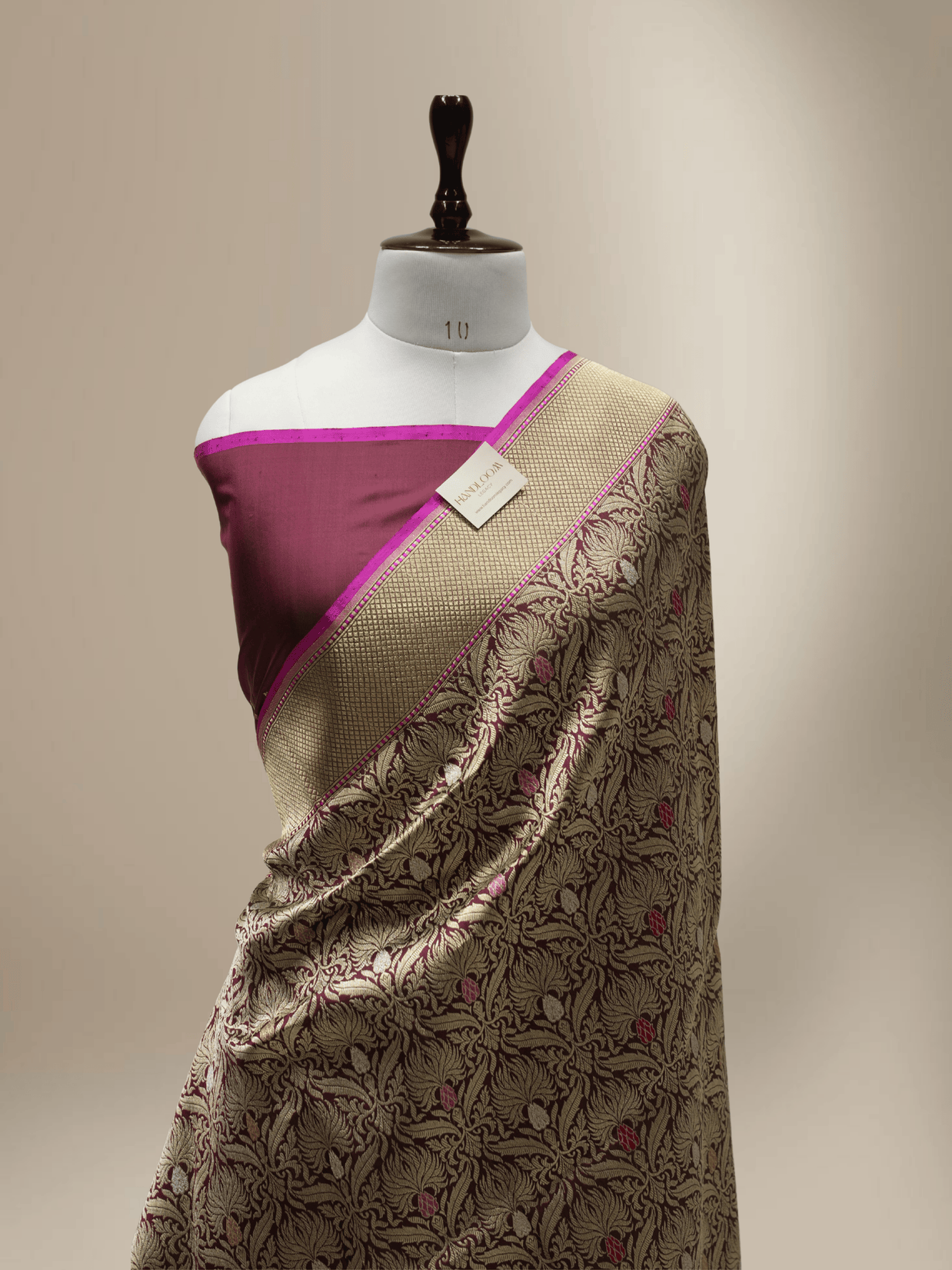 Wine Pure Katan Silk kadiyal Jaal Handloom Banarasi Sarees