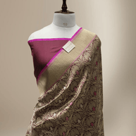 Wine Pure Katan Silk kadiyal Jaal Handloom Banarasi Sarees