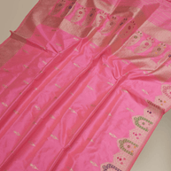 Pink Pure Katan Silk Kadwa Motif Handloom Banarasi Sarees