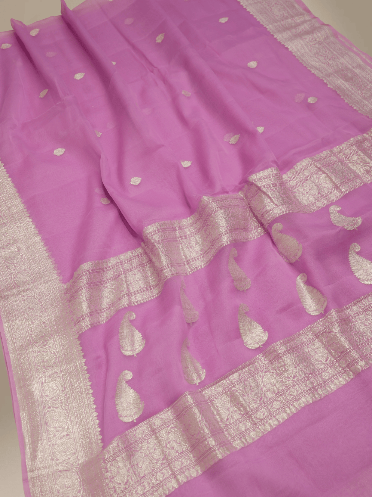 Pure Georgette kadua Banarasi Handloom Saree - Levender