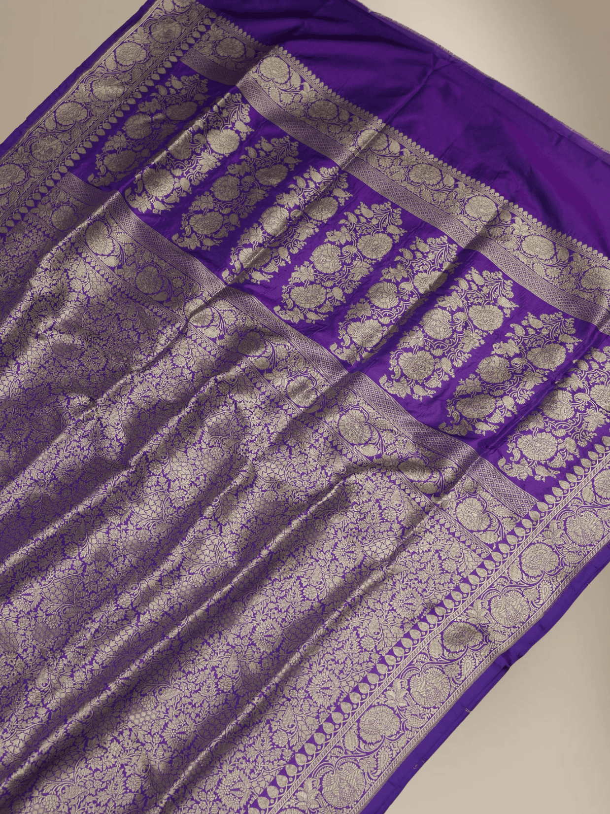 Voilet Colour Pure Katan Silk Tanchui Brocade Zari sarees