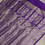Voilet Colour Pure Katan Silk Tanchui Brocade Zari sarees