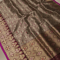 Wine Pure Katan Silk kadiyal Jaal Handloom Banarasi Sarees