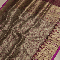 Wine Pure Katan Silk kadiyal Jaal Handloom Banarasi Sarees